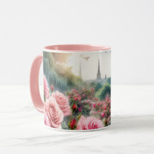 Parisiska Rosen Trädgård Eiffeltornet Rosa Mugg
