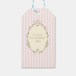 Parisiskt franskt patisserie vintagefest rosa  presentetikett