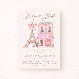 Parisiskt kafé Bonjour Bébé Baby Shower-inbjudan Inbjudningar