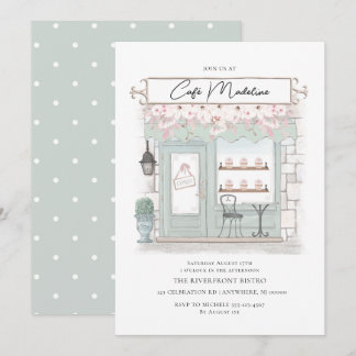 Parisiskt kafé födelsedagsinbjudan inbjudningar