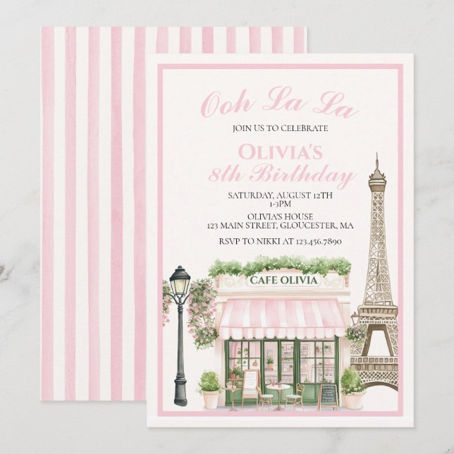 Parisiskt kafécentrum inbjudningar (Fram/baksida)