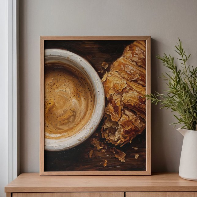 Parisiskt kaffe & croissantkonst canvastryck (Skapare uppladdad)