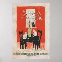 Parisiskt kattkonsttryck Les Chats Enchantés