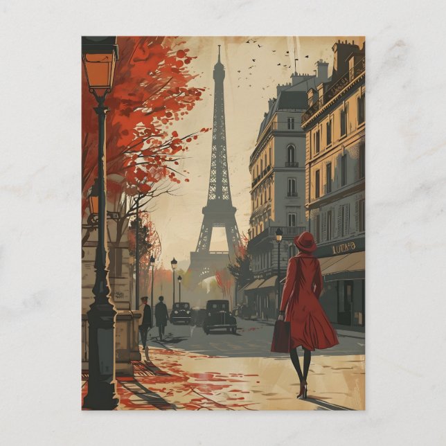 Parisiskt mode Vintage vykort (Framsida)