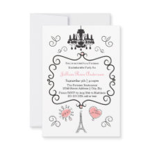 Parisiskt tema - 3x5Bachelorette-partiets inbjudan