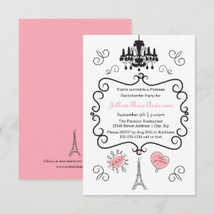 Parisiskt tema - 3x5Bachelorette-partiets inbjudan