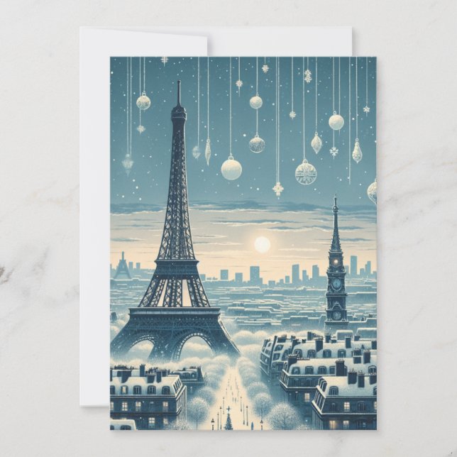 Parisiskt vinterelegans - Jul i staden Julkort (Framsida)