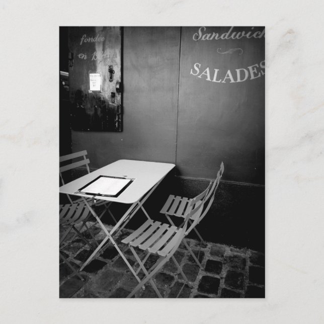Pariskafé bord och stolar vykort (Framsida)