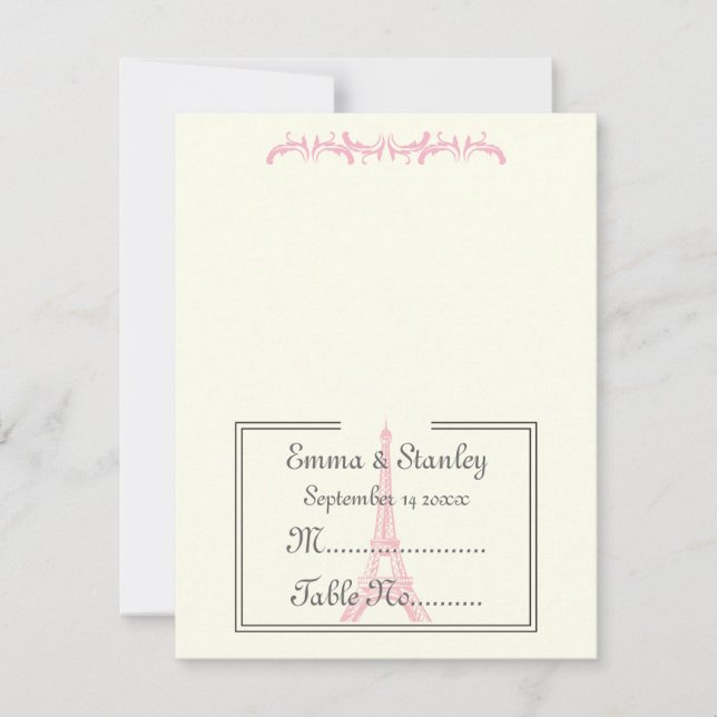 Pariskortet bröllop rosa Eiffel Torn elfenbenskort Inbjudningar (Framsida)