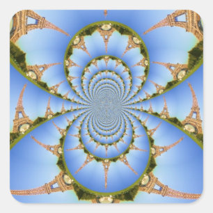Parismagin: Geometric Eiffel Torn Design Fyrkantigt Klistermärke