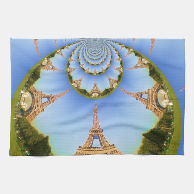 Parismagin: Geometric Eiffel Torn Design Kökshandduk (Horisontell)