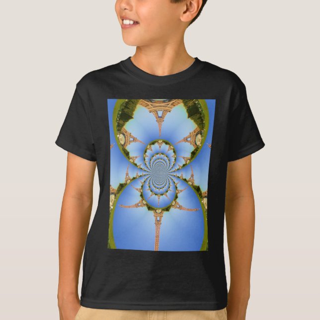 Parismagin: Geometric Eiffel Torn Design Tee Shirt (Framsida)