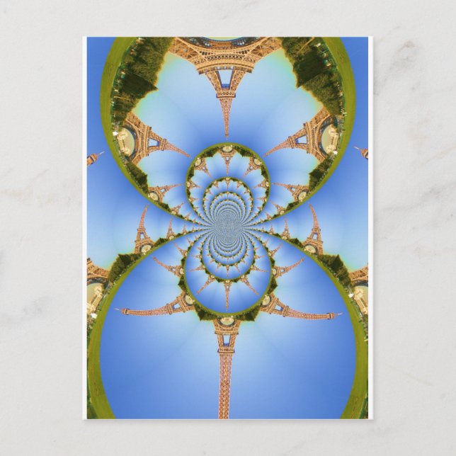 Parismagin: Geometric Eiffel Torn Design Vykort (Framsida)