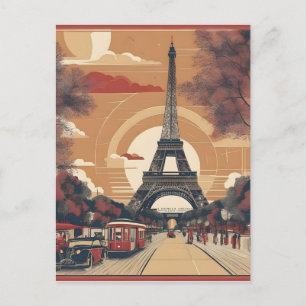 Parismålning vintage vykort