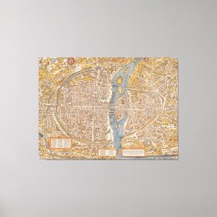 Parisplanen av Truschet et Hoyau Circa 1550 Canvastryck