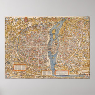 Parisplanen av Truschet et Hoyau Circa 1550 Poster