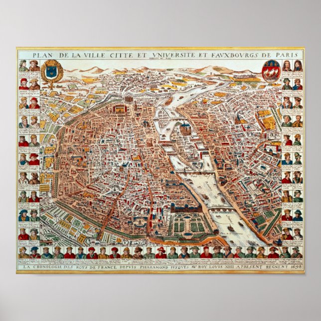 Parisplanen gränsad till kronologisk poster (Framsidan)
