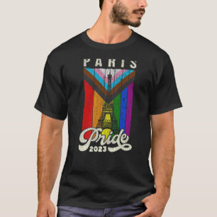 ParisPridet 2023 Eiffel Torn Progress Pride Flagga T Shirt