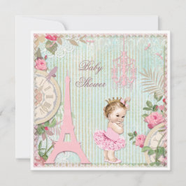 Parisprinsessan i Tutu Shabby chic Baby Shower Inbjudningar