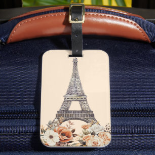 Parisresa Eiffeltornet Vacker Blomma Bagagebricka