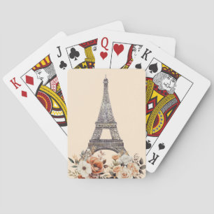 Parisresa Eiffeltornet Vacker Blomma Casinokort