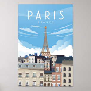 Parisreseaffisch för Frankrike-gatueiffel torn Poster