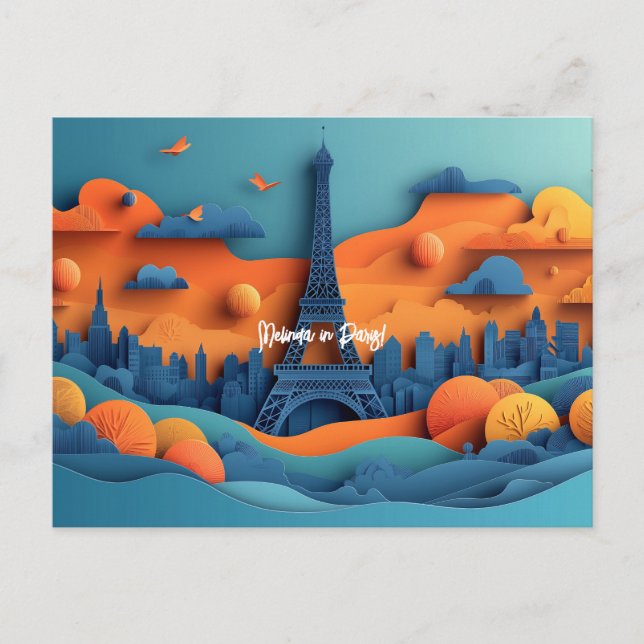 Parisresor med Pappra Quilling Travel Vykort (Framsida)