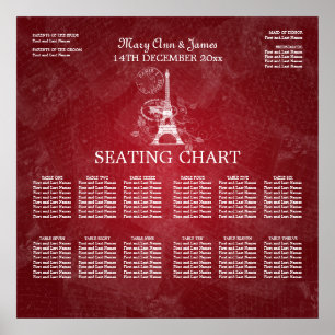 Parisrött för sätesdiagram i elegant bröllop poster