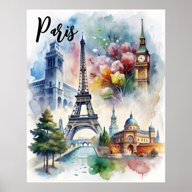 Pariss historiska landmärken poster (Framsidan)
