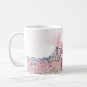 Pariss landmärke med vattenfärg under en regnig da kaffemugg
