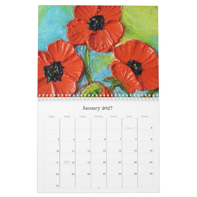 Pariss vallmokalender kalender (Jan 2027)