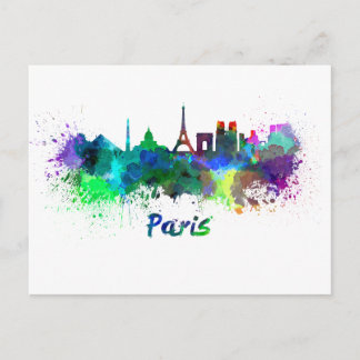 Parisskylin i vattenfärg vykort