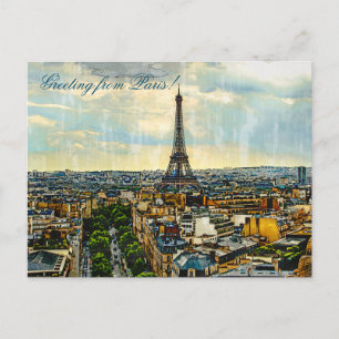 Parisskylin med Eiffel Torn Edit Vykort