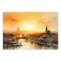 Parisskylin vid solnedgång