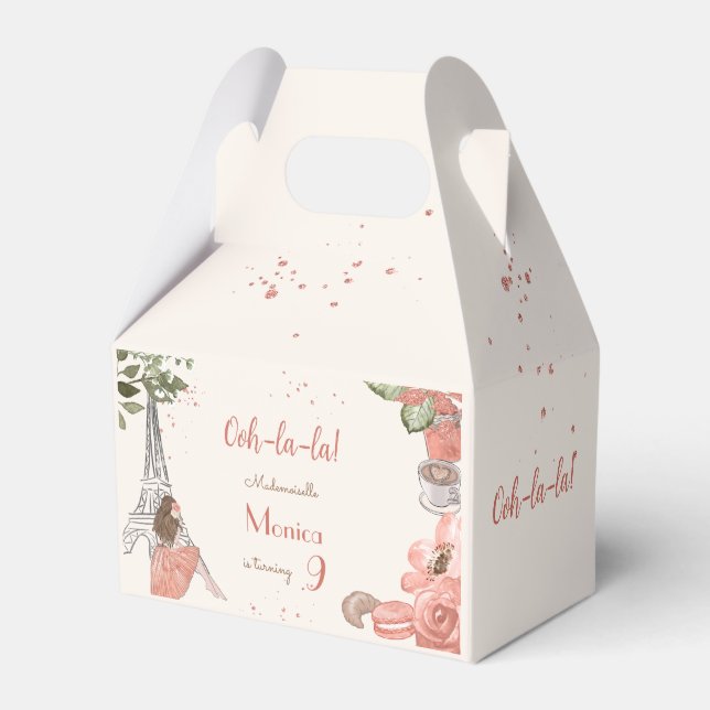Paristemat fransk födelsedagsfest presentaskar (Framsidan Sidan)