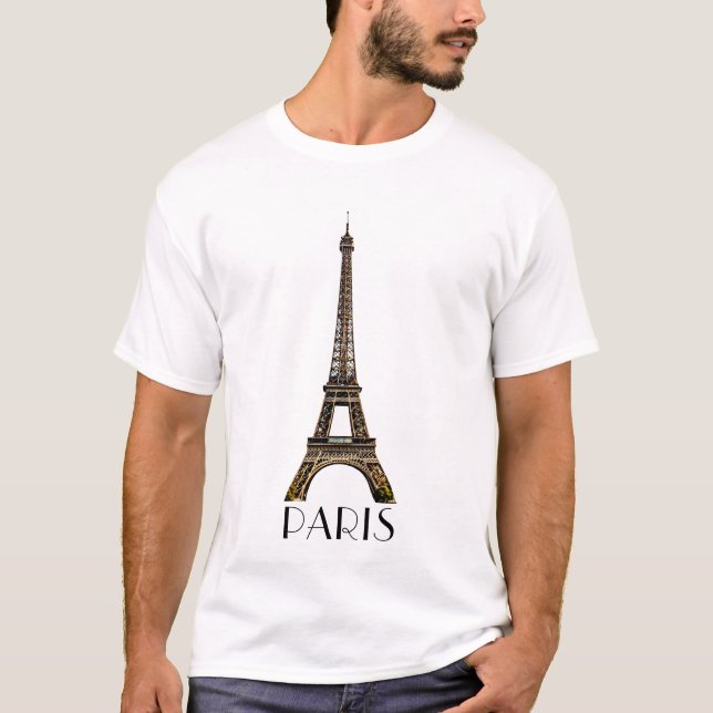 Paristext med Eiffel Torn T-Shirt (Framsida)