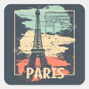 Paristypografi: abstrakt Eiffel poster. Fyrkantigt Klistermärke