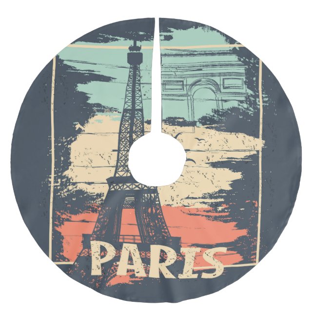Paristypografi: abstrakt Eiffel poster. Julgransmatta Borstad Polyester (Framsidan)