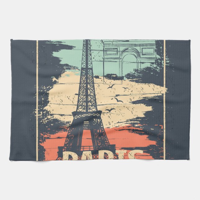 Paristypografi: abstrakt Eiffel poster. Kökshandduk (Horisontell)