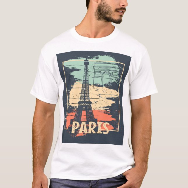 Paristypografi: abstrakt Eiffel poster. T Shirt (Framsida)