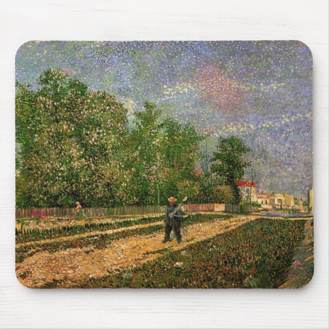 Parisvägen med bonde av Vincent van Gogh Musmatta (Framsidan)