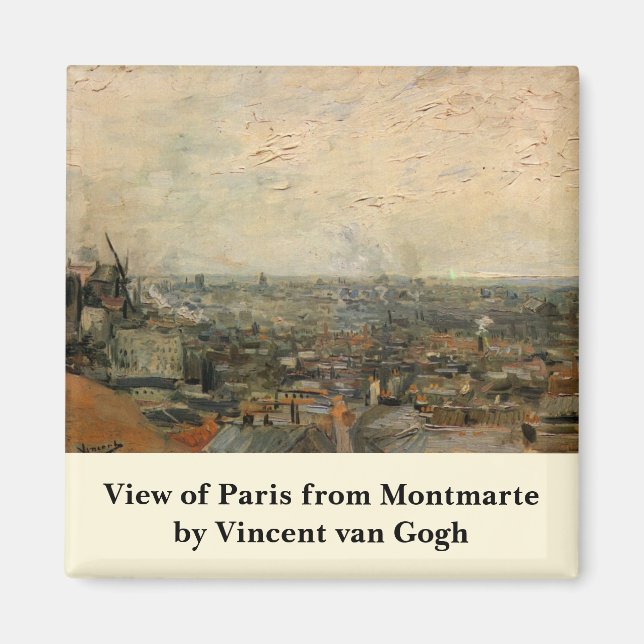 Parisvy från Montmartre av Vincent van Gogh Magnet (Framsidan)