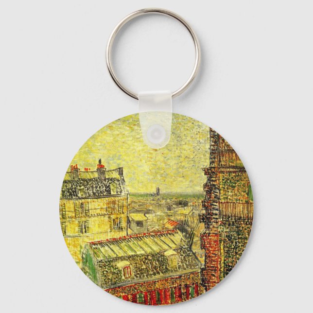 Parisvy från Vincents rum av Vincent van Gogh Nyckelring (Framsida)