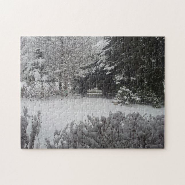 Park Bench i Fresh Snö Pussel (Horisontell)