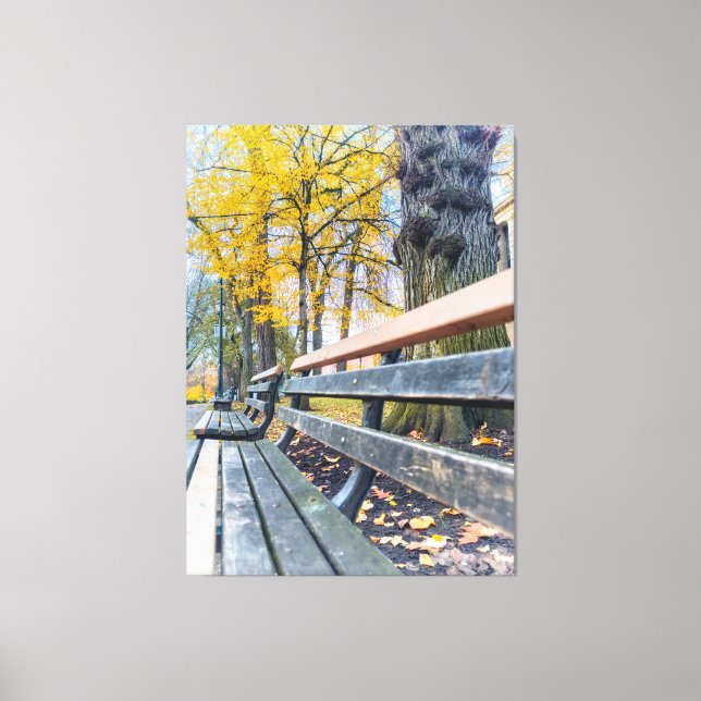 Park Bench in Autumn Scenery Canvastryck (Framsida)