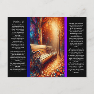 Park Bench with Psalms kapitel 91 vykort