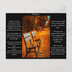Park Benches with Psalms kapitel 1 vykort