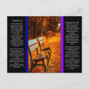 Park Benches with Psalms kapitel 91 vykort