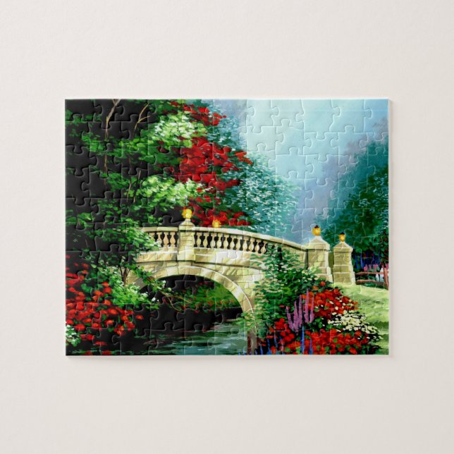 Park Bridge Jigszle Puzzle Pussel (Horisontell)