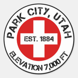 Park City Round Sticker Ski Patrol Stil Runt Klistermärke